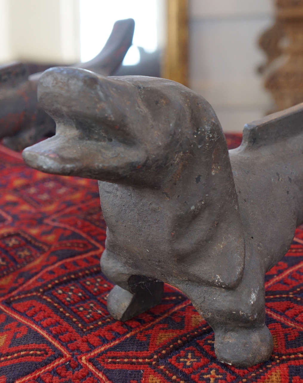 Pair of American Cast Iron Dachshund Boot Scrapes In Good Condition In Millbrook, NY