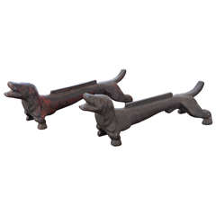 Pair of American Cast Iron Dachshund Boot Scrapes