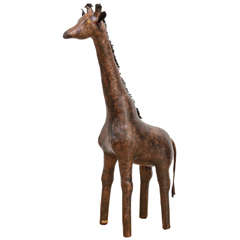 Abercrombie and Fitch Leather Giraffe Sculpture