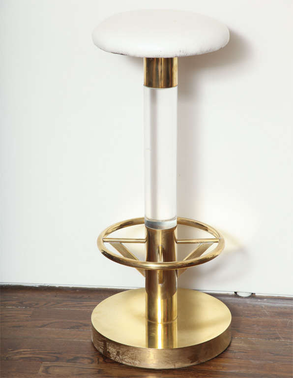 Pair of of French Brass and Lucite Stools