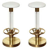 Pair of of French Brass and Lucite Stools