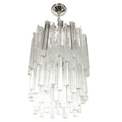 Mid Century Modern Three-Tier Camer Crystal Chandelier with Chrome Fittings