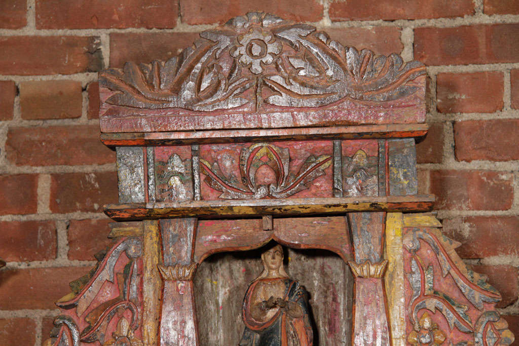 Painted Shrine w/ Virgin Mary Statue 1