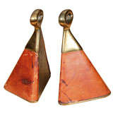 Ben Seibel for Jenfredware Brass and leather Bookends