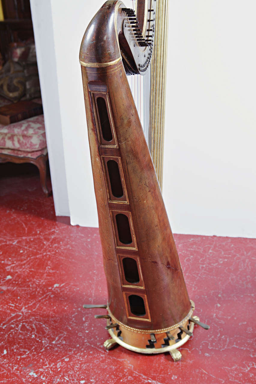 British Early 19th Century French Maple and Gilt Double Action Harp by S. Erard, 1811