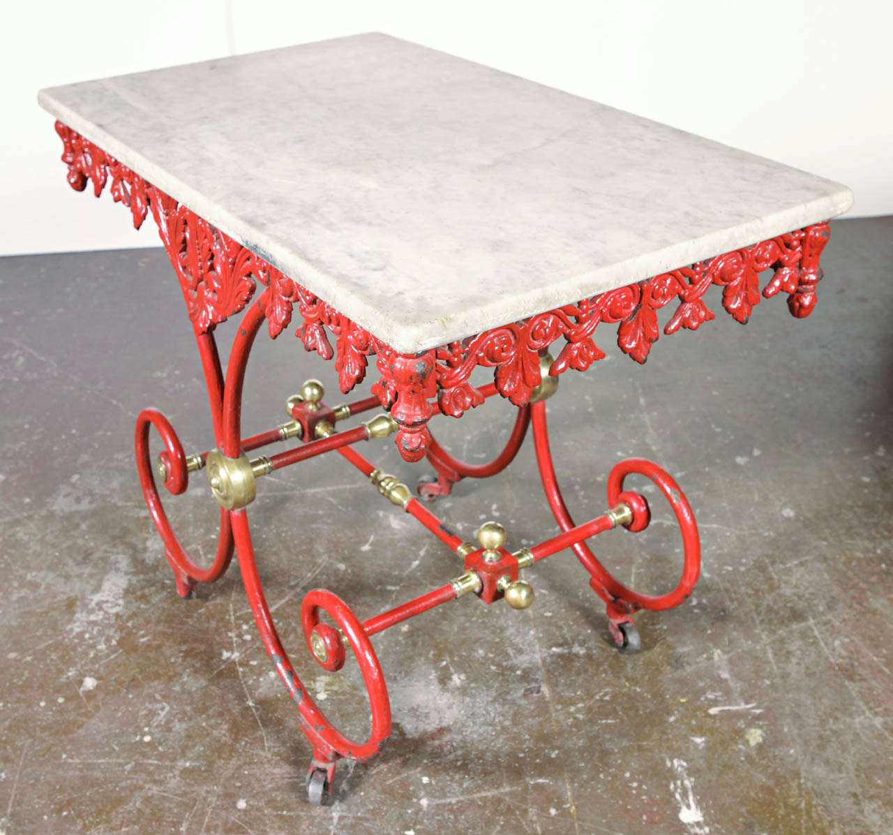 19th Century Pastry/Butcher Table with Original Marble Top