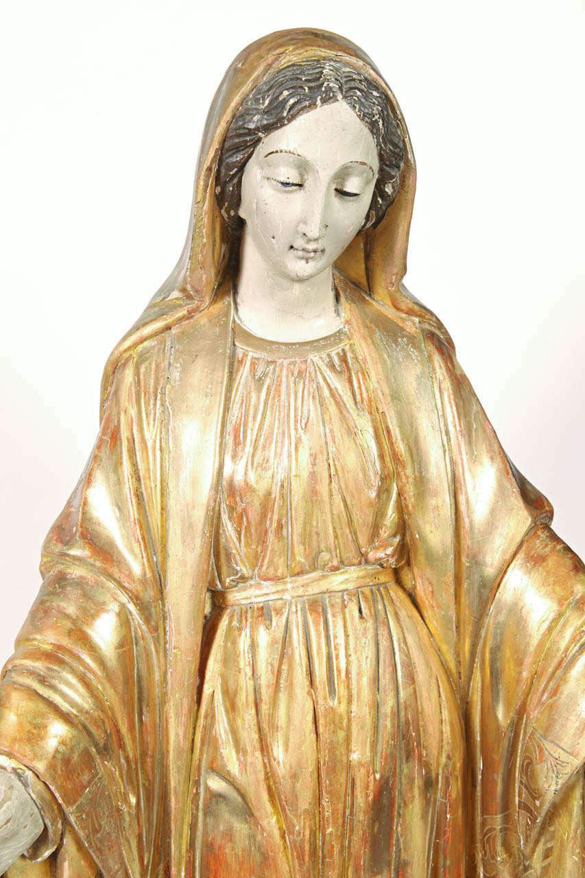 18th Century Carved Statue of the Virgin Mary 2