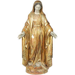 Antique 18th Century Carved Statue of the Virgin Mary