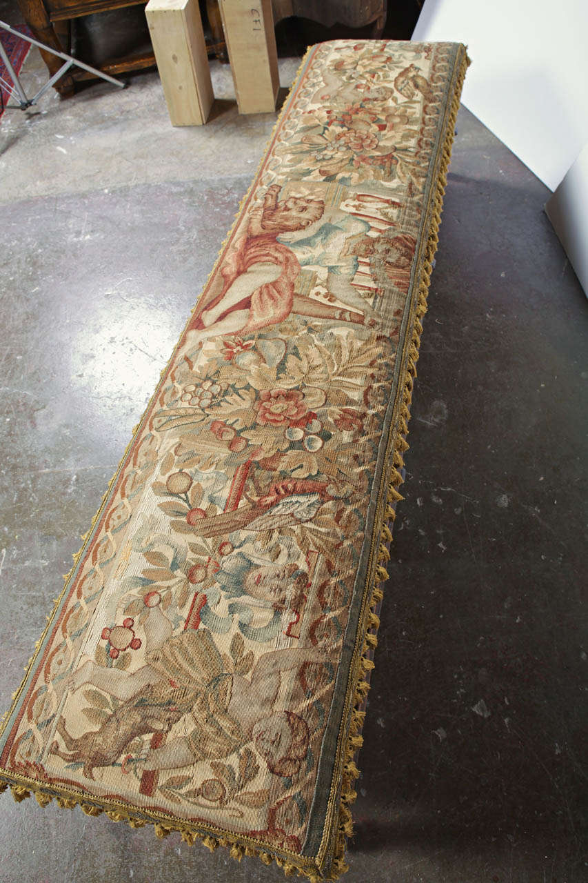 19th Century Napoleon III Carved Bench with Antique Tapestry 2
