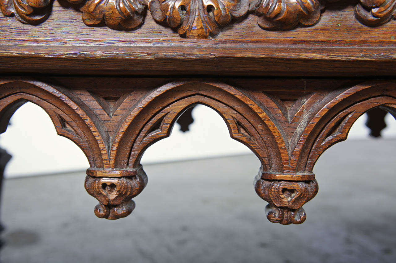 19th Century Napoleon III Carved Bench with Antique Tapestry 5