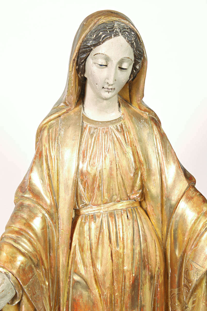 18th Century Carved Statue of the Virgin Mary at 1stDibs