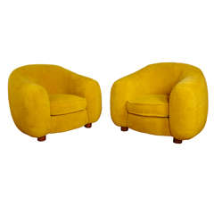 Jean Royère Genuine Iconic Pair of "Ours Polaire" Armchair in Yellow Faux Fur 11