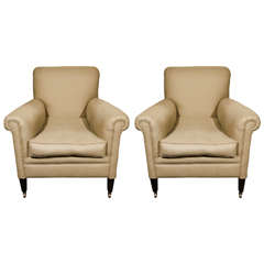 Pair of English Upholstered Arm chairs, Circa 1880