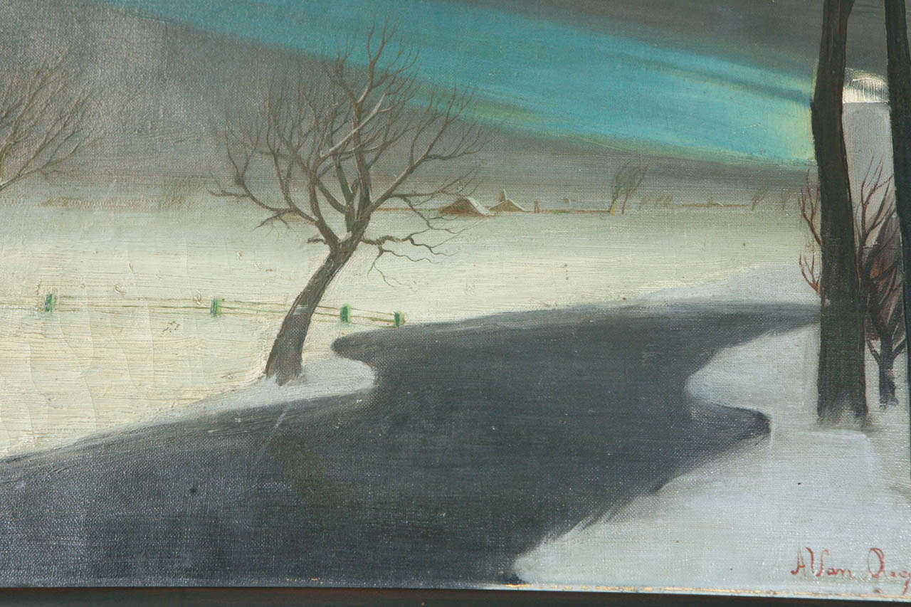 Winter Scene Painting, circa 1900 In Good Condition In Los Angeles, CA