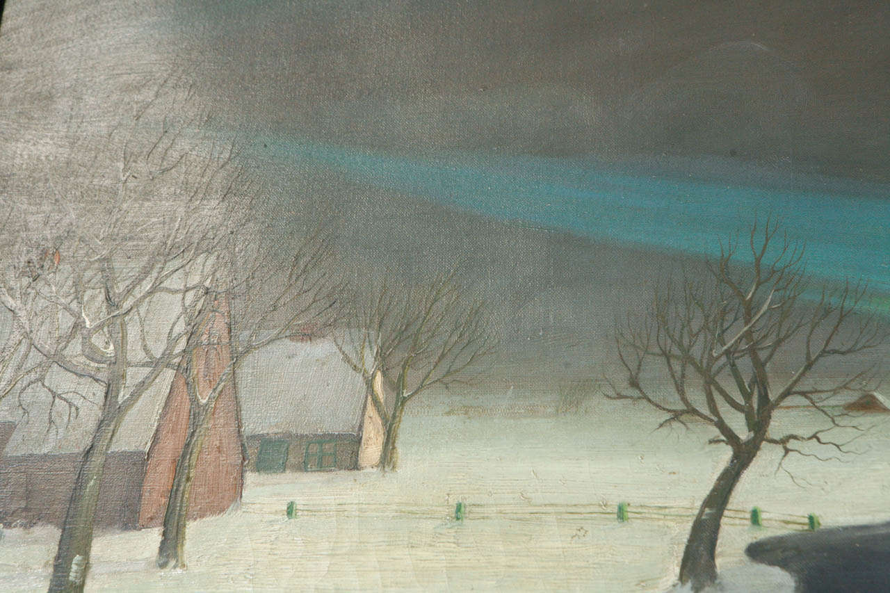 20th Century Winter Scene Painting, circa 1900