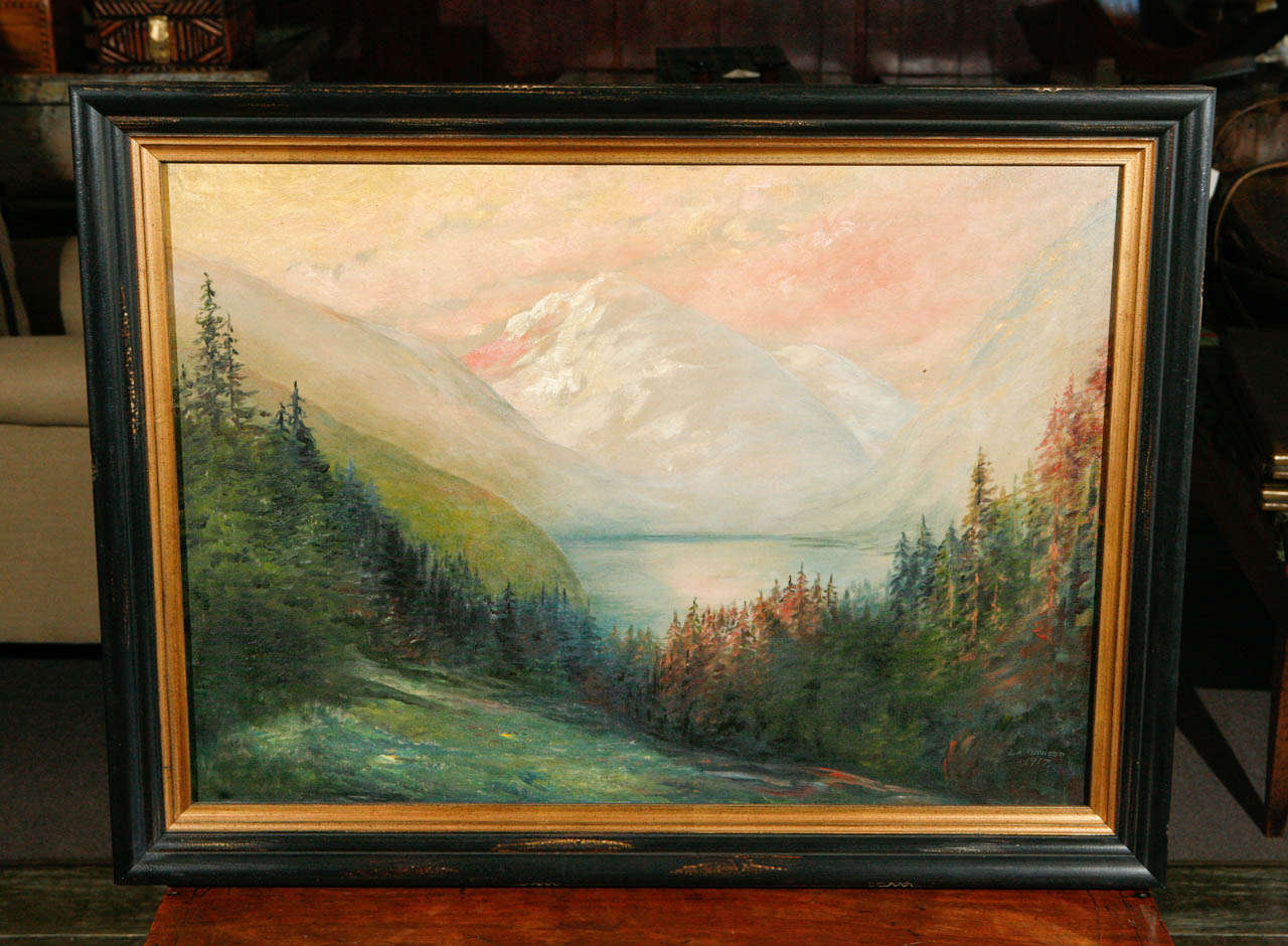 An oil on canvas landscape by L. A. Davidson