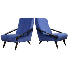 Pair of Italian Lounge Chairs, Gio Ponti Style.