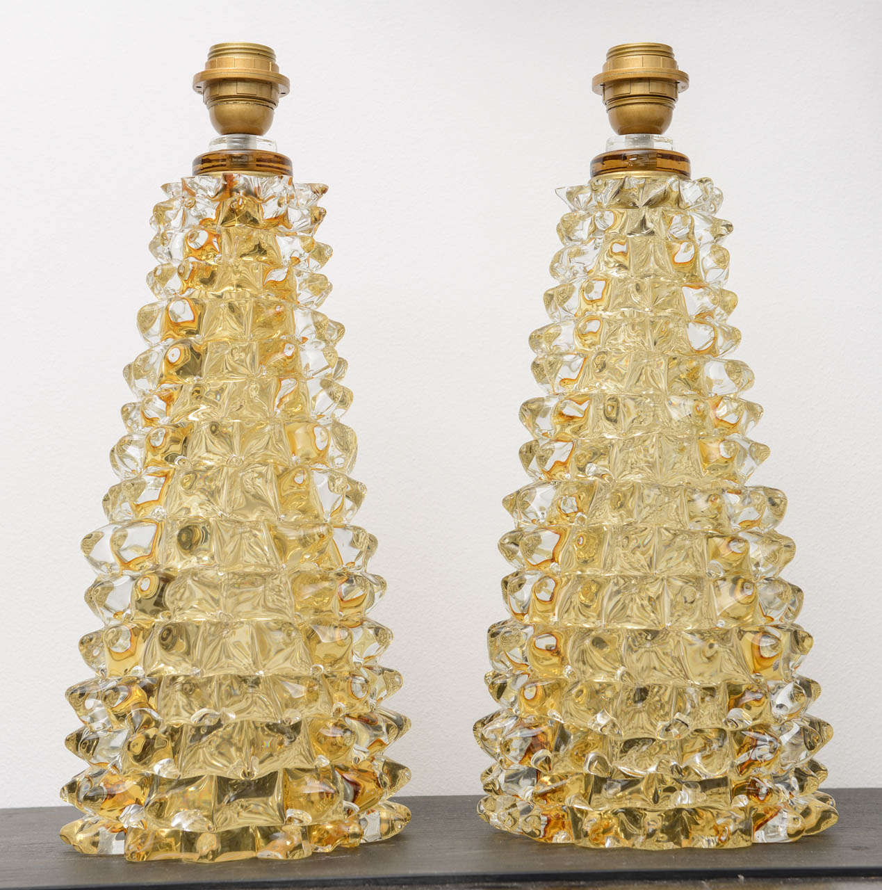 Italian Pair of Rostrato Glass Table Lamps