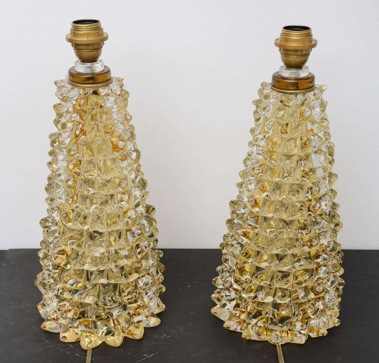 Pair of Rostrato Glass Table Lamps In Excellent Condition In Miami, FL