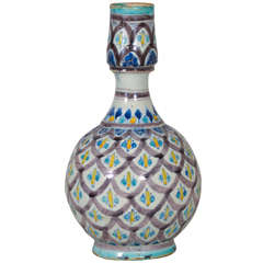 Antique 19th Century Morroccan Glazed Pottery Vase