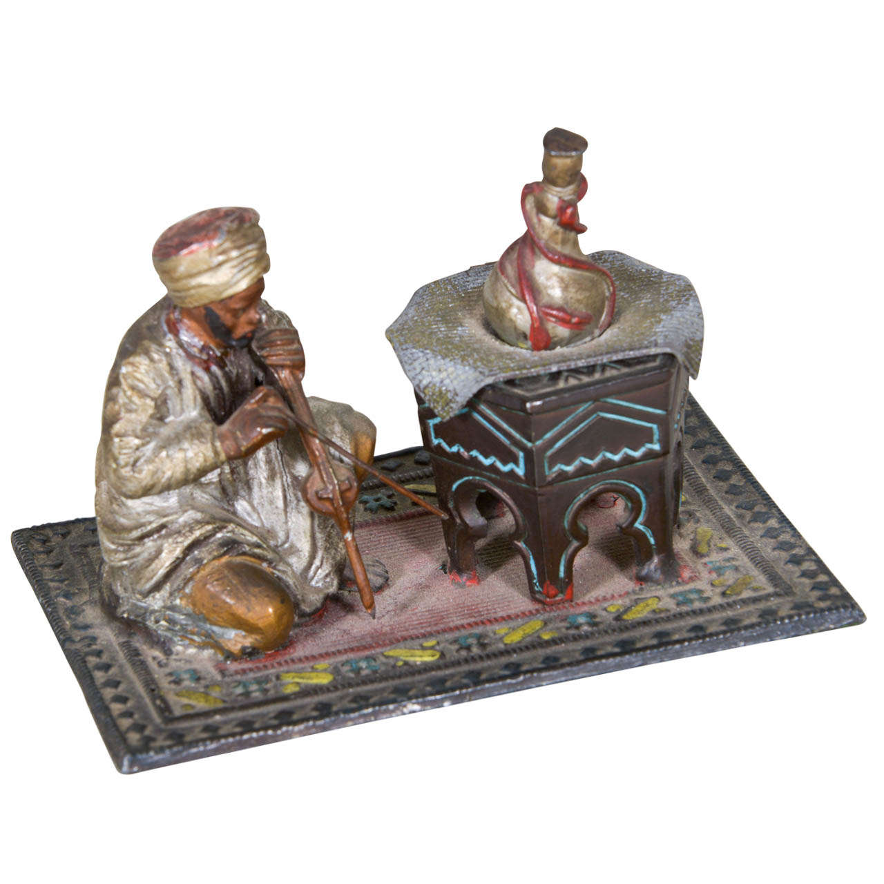 Victorian Snake Charmer Inkwell For Sale