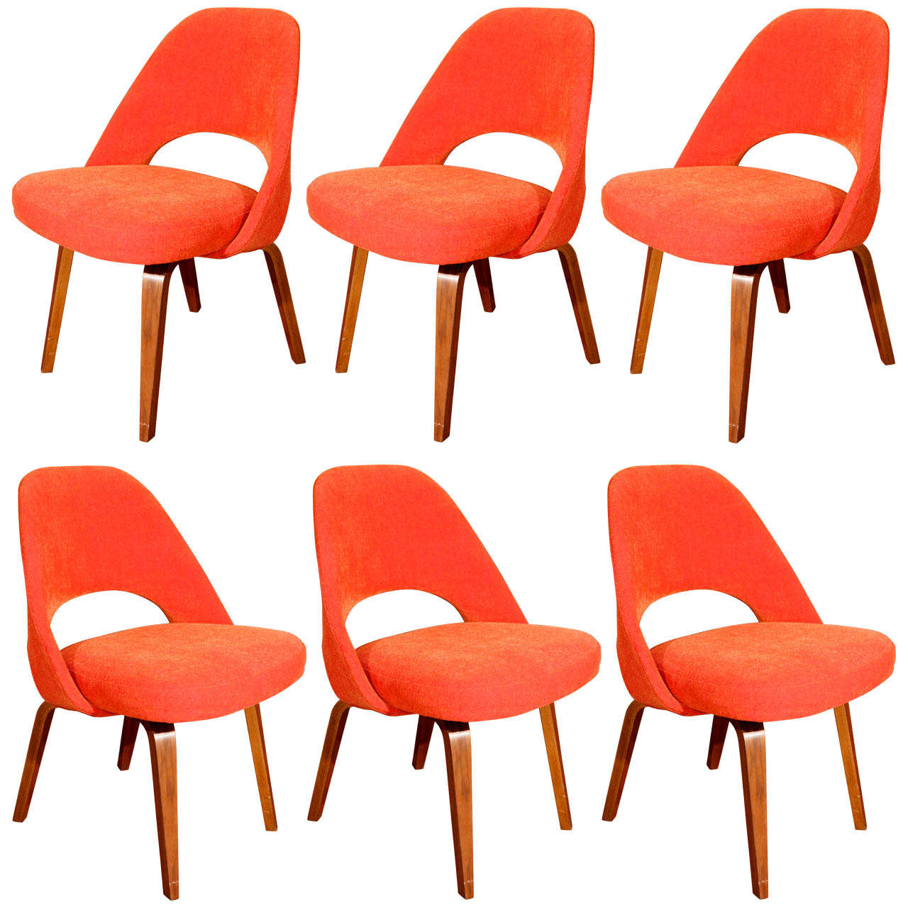 Saarinen Executive Chairs with Wood Legs by Knoll, Set of 6