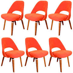 Saarinen Executive Chairs with Wood Legs by Knoll, Set of 6