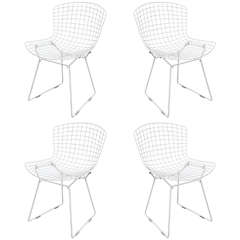 Harry Bertoia White Side Chairs, Set of 4