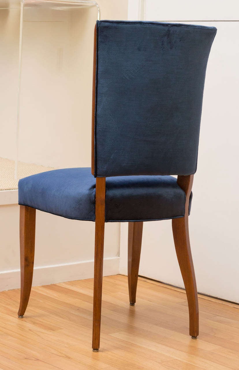 Velvet French Moderne Dining Chairs