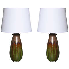 Pair of Drip Glaze Ceramic Table Lamps