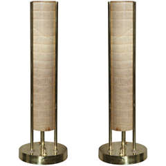 Retro Pair of Brass and Fiberglass Table Lamps