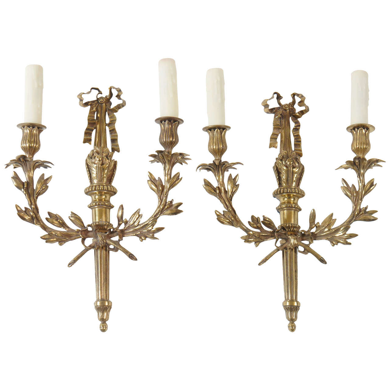 Louis XVI Style Bronze Sconces, France c. 1910