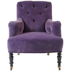 Napoleon III Bergere Upholstered in Colefax & Fowler Velvet