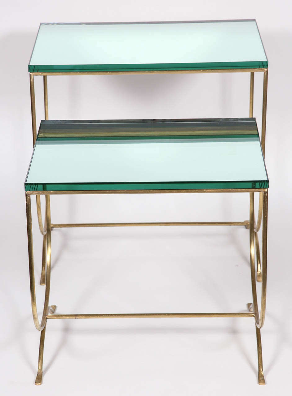 Two Exquisite French Solid Brass Side Tables, circa 1970 5