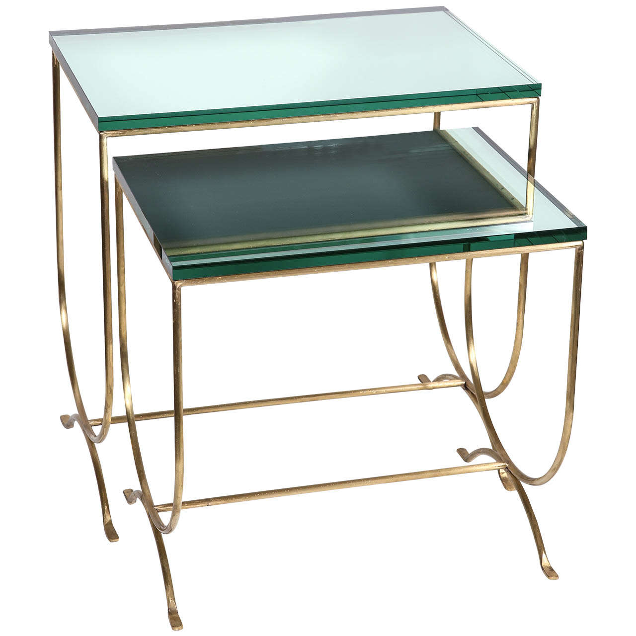 Two Exquisite French Solid Brass Side Tables, circa 1970