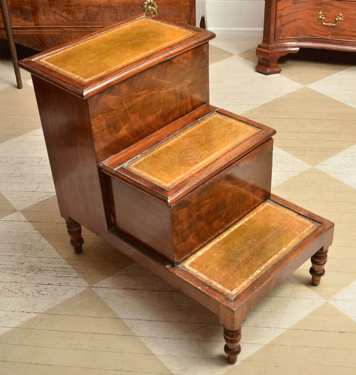 19th Century English Mahogany Library Steps For Sale 3