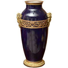 19th Century French Directoire Sevre Porcelain Vase with Bronze Mounts