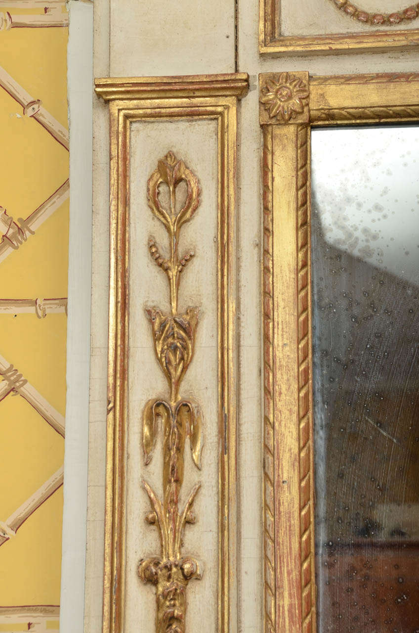 Pair of Swedish Regency Style Painted Gilt Wooden Carved Mirrors In Excellent Condition In Southampton, NY