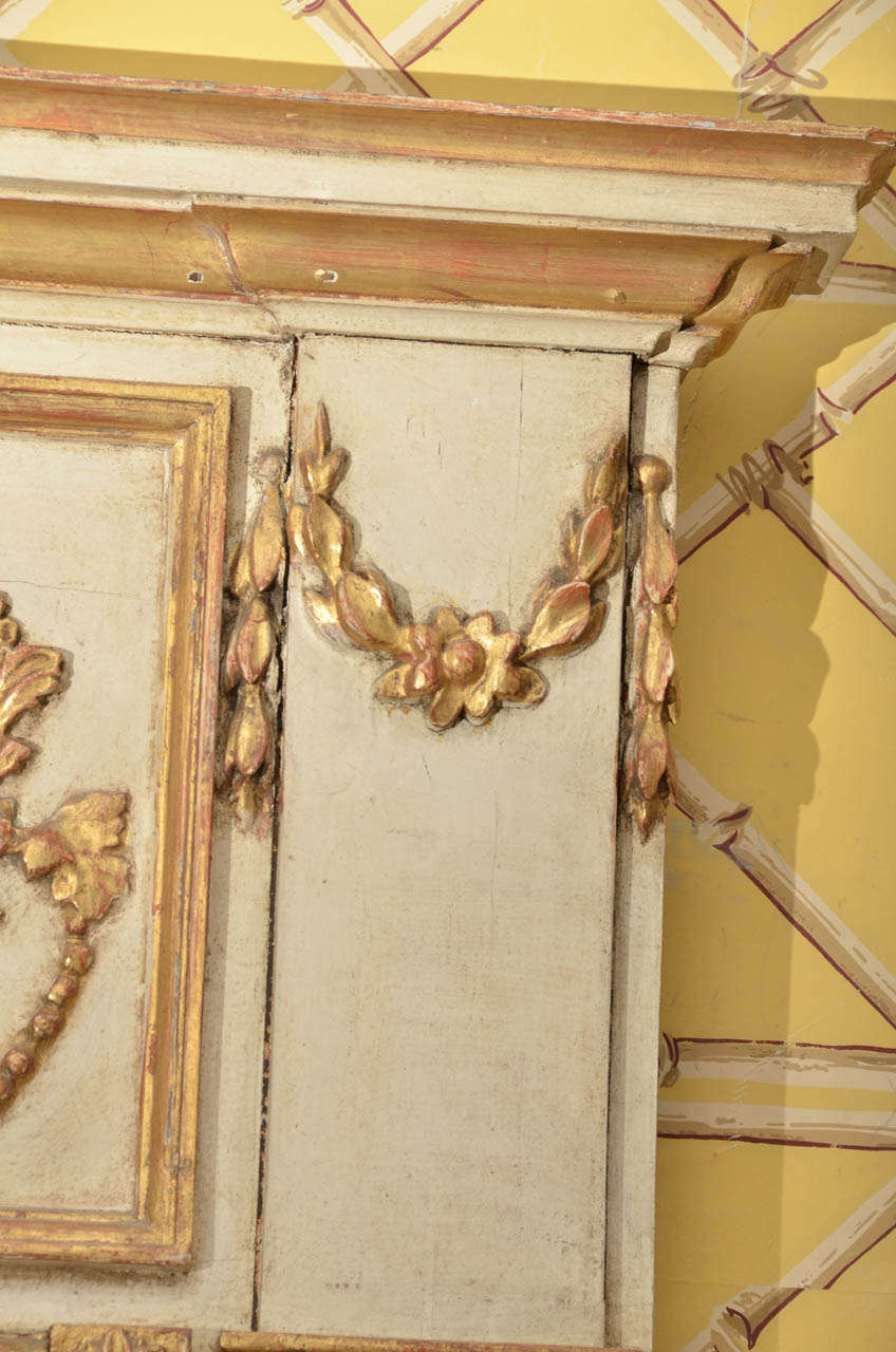 Pair of Swedish Regency Style Painted Gilt Wooden Carved Mirrors 1