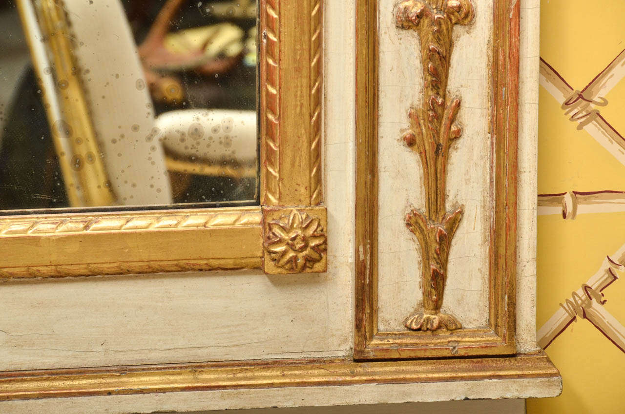 Pair of Swedish Regency Style Painted Gilt Wooden Carved Mirrors 2