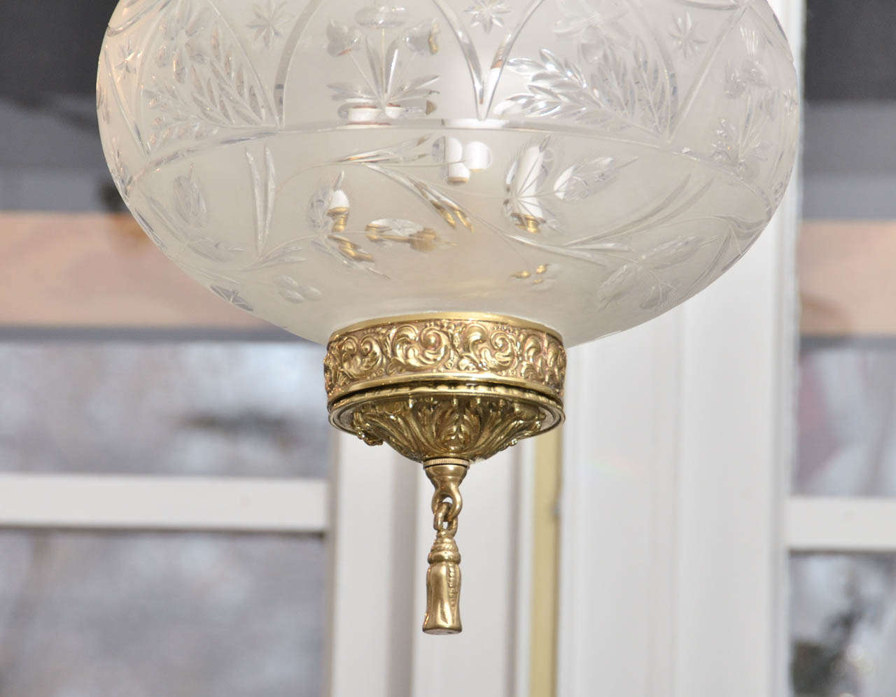 19th Century English Late Regency Crystal and Brass Bell Lantern In Excellent Condition In Southampton, NY