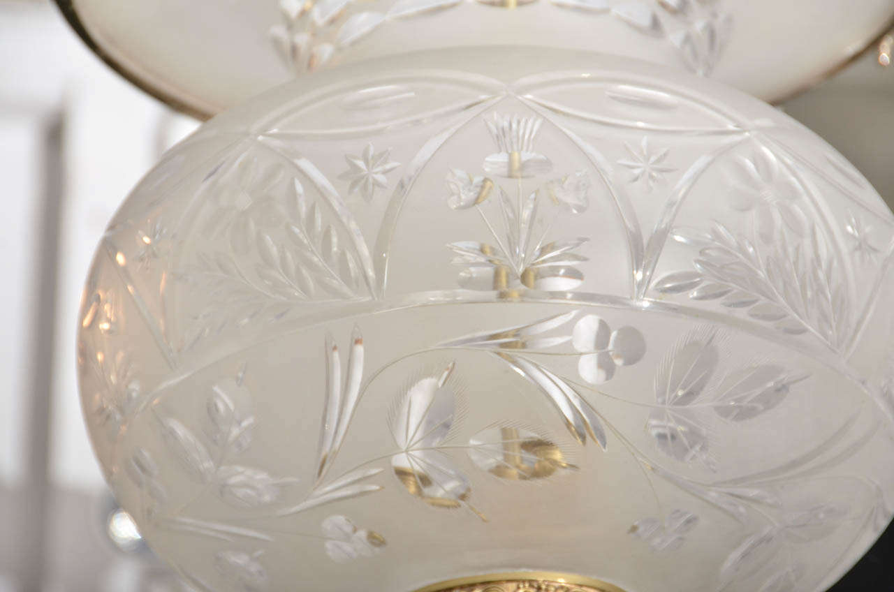 British 19th Century English Late Regency Crystal and Brass Bell Lantern