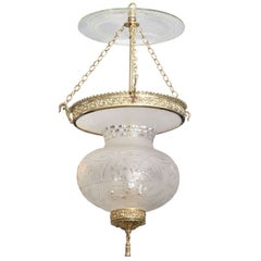 19th Century English Late Regency Crystal and Brass Bell Lantern