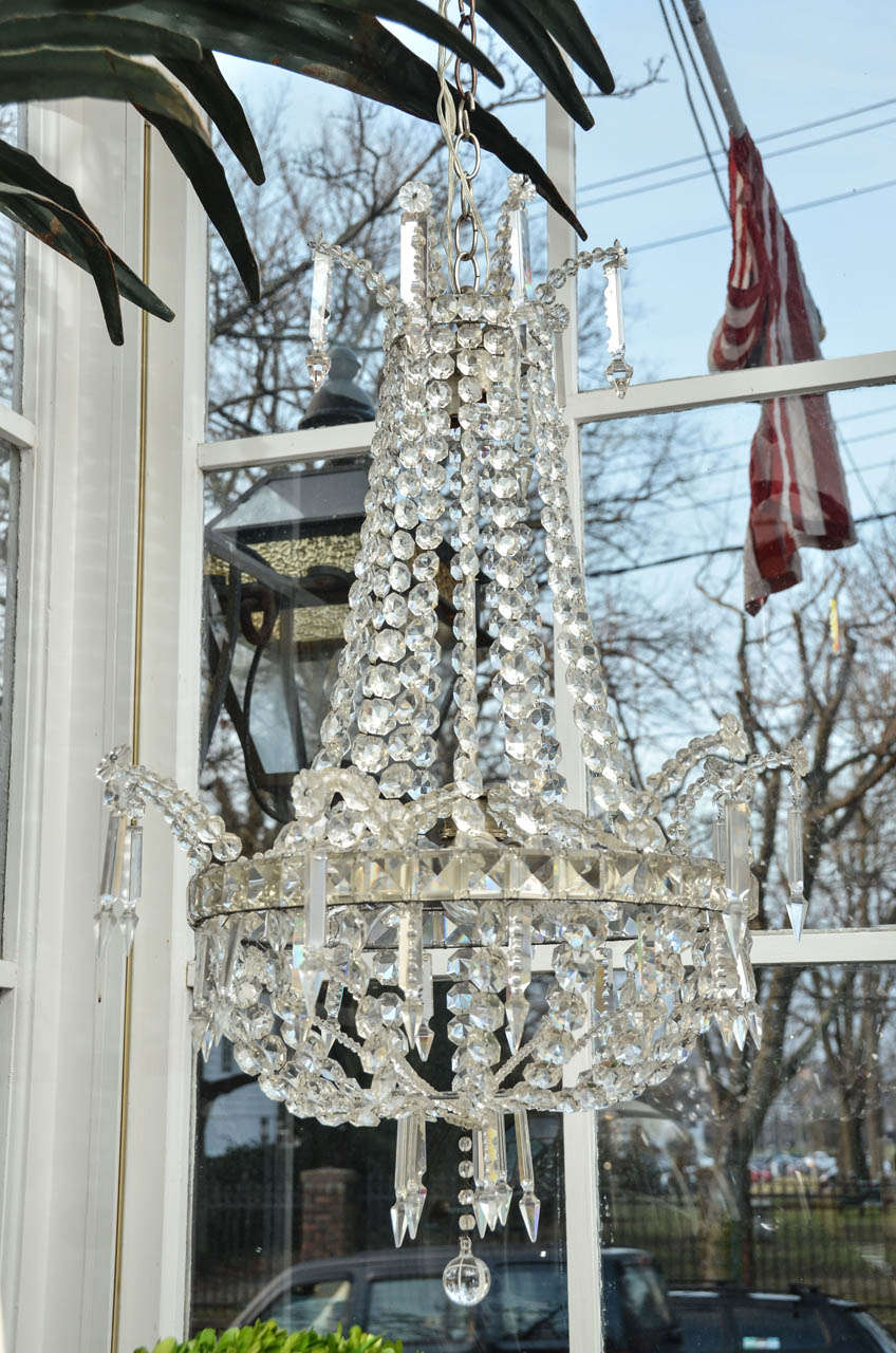 19th century Swedish crystal Regency style chandelier.