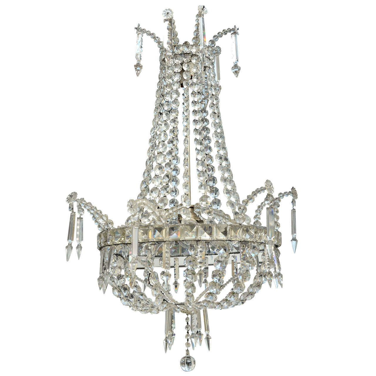 19th Century Swedish Crystal Regency Style Chandelier