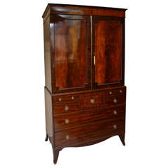 Superb 19th C. Solid Mahogany Linen Press Superb 19th C. Solid Mahogany Linen Press