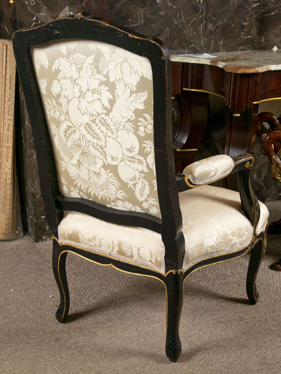 Pair of French Fauteuils Louis XV Style Armchairs Ebonized And Parcel Gilt 3