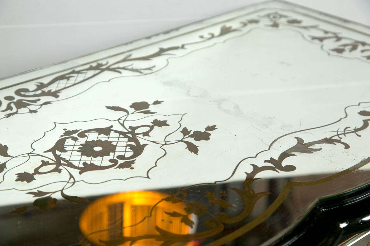 Rococo Exceptional Verre Eglomise Mirrored Chest by Jansen