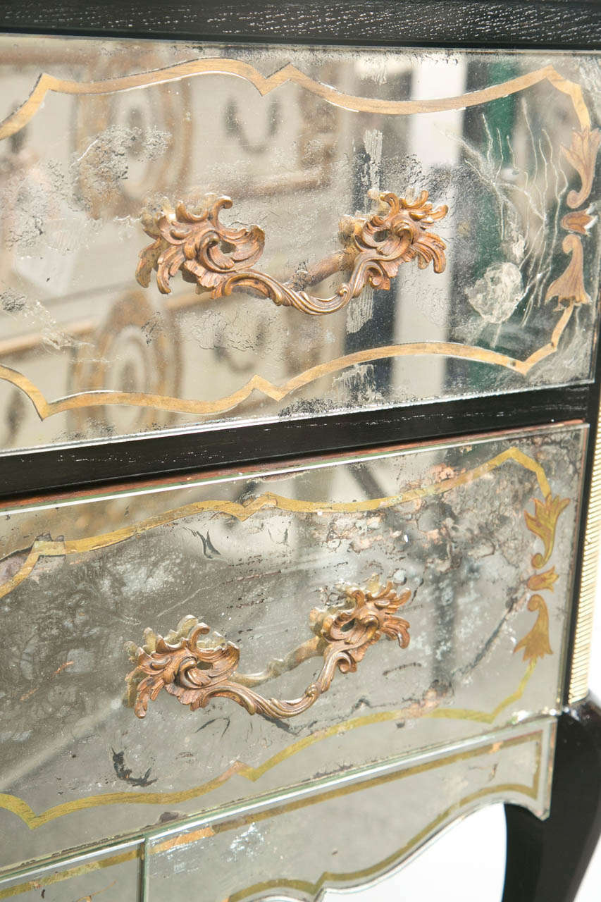 French Exceptional Verre Eglomise Mirrored Chest by Jansen