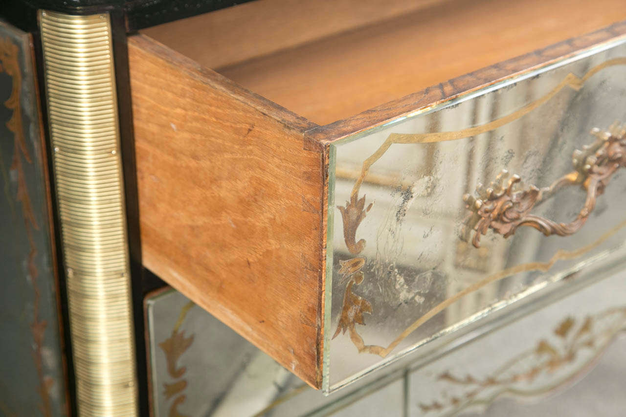 Mid-20th Century Exceptional Verre Eglomise Mirrored Chest by Jansen